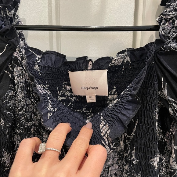 [Cinq A Sept] Silk Smocked Top - Picture 9 of 11